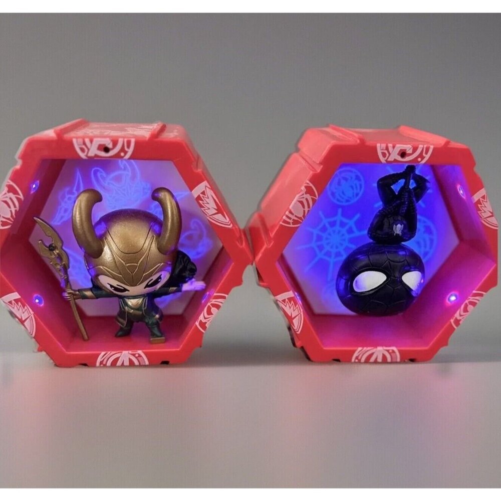 Marvel Wow Pods RARE Monochrome Spiderman and Loki Swipe to Light